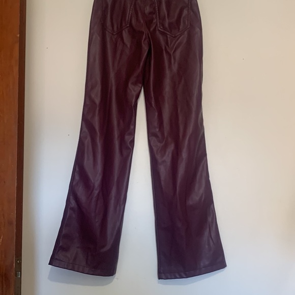 Garage High Rise Faux Leather Wide-Leg Pants Eggplant Purple XS - Picture 7 of 9